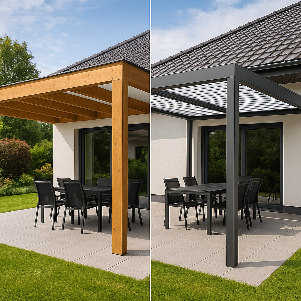 Porównanie tarasu z zadaszeniem drewnianym i aluminiowym